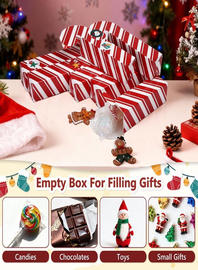 Naler 24 PCS Christmas Cookie Boxes Candy Cane Gift Boxes with 24 Number Stickers - 9.8x2x2 in, Christmas Treat Boxes for Christmas Decor, Party Favor, Christmas Countdown Calendar - Image 5
